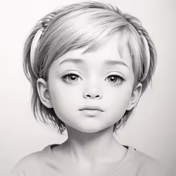 a drawing of a young girl with blonde hair