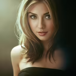 beautiful young blonde woman posing with blue eyes