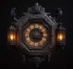 a clock with multiple faces on a black background