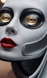 the face of a robot with lights on