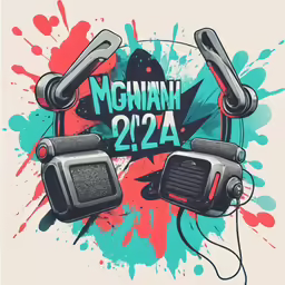 a poster with the words, mmmmah 223a and headphones