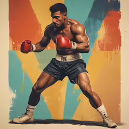 an illustrated portrait of a boxer is displayed