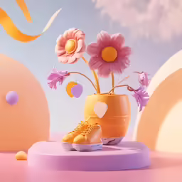 a cup with flower decorations inside it