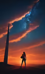 the person is standing in front of a very tall star
