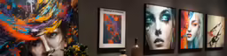 a room with a bunch of pictures on the wall