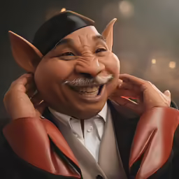 a man with large hair and a smile on his face