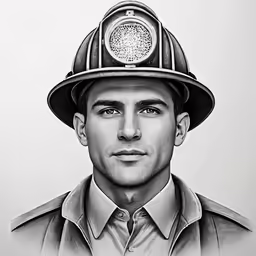 a drawing of a fireman is featured as part of the fireman portrait