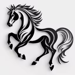 an illustration of a galloping horse in black and white