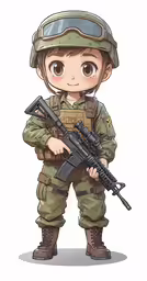 cartoon character in uniform with weapon