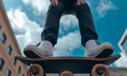 a close up of a person riding a skate board