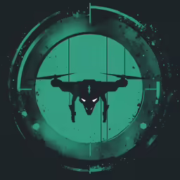 a green and black poster with a silhouette of a person wearing a gas mask