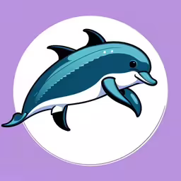 a cartoon dolphin jumping in the air,the dolphin is jumping high in the air