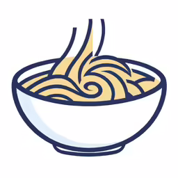 a bowl of noodles on a plate with broth