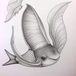 an ocean scene with fish and wings