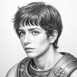 an artistic photograph of a young man wearing armor