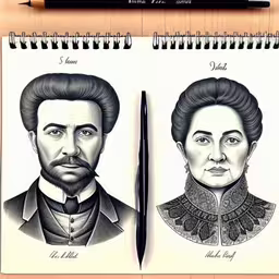 a drawing of two people with their heads to be drawn,a drawing of two men