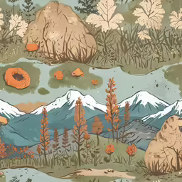 some trees and rocks in the water