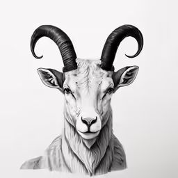 a close up of a goat face with long horns