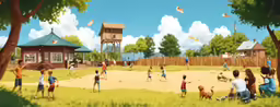 several children and two adults standing outside in a yard