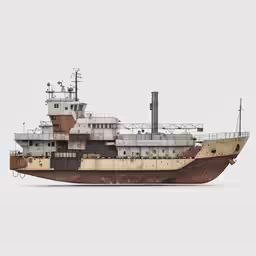 a large, old style boat with a propeller