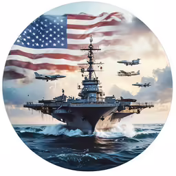 there are several american planes flying over the water