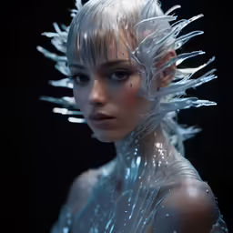 a girl with very long white hair and many strange looking hair combs