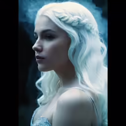 a lady with braid hair and smoke around her