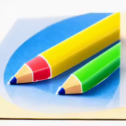 closeup of a single red pencil and a yellow pencil