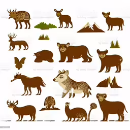 a collection of various wild animals in silhouettes royalty illustration,a group of animals standing in different sizes
