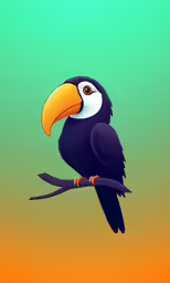 a drawing of a toucan on a branch
