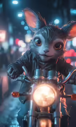 a cartoon picture of a bunny on a motorcycle