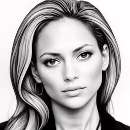 a pencil drawing of a woman wearing black clothing