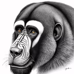 a black and white monkey with white stripes