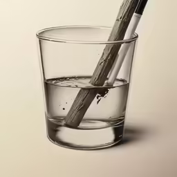 a wooden stick sticking out of a glass