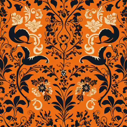 an orange background with an ornate design in the middle
