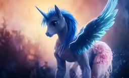 an image of a unicorn with blue hair