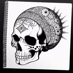 an image of a skull with a bandanna hat