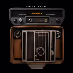 an old fashioned radio is sitting open and it has a stick - on type sign on top of it