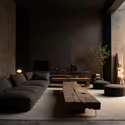 dark, dim lighting is cast on the room