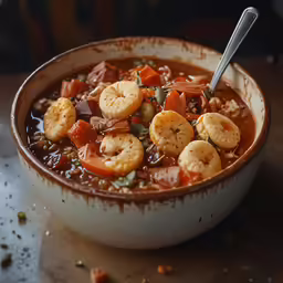 there is a bowl of soup with carrots, potatoes and other things in it