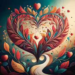 the heart is painted with abstract floral designs