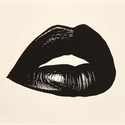 a black and white drawing of a kiss,a black and white photo of a lips