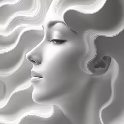 a woman with long hair and eyes closed