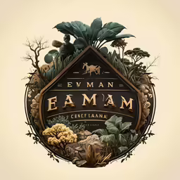 an illuminated sign is surrounded by many different plants and animals