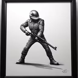 an illustration of a soldier holding a rifle