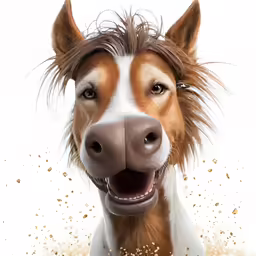 a dog has his face covered by hair