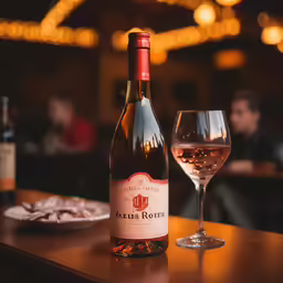 a bottle of wine next to a glass with white wine in it