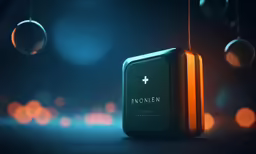a suitcase with an image of a cross on it sitting in the dark