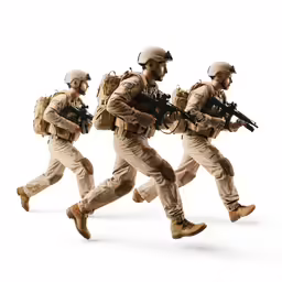 a group of soldiers running with their guns