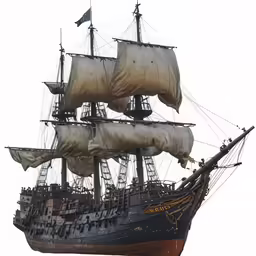an old fashioned wooden pirate ship on display